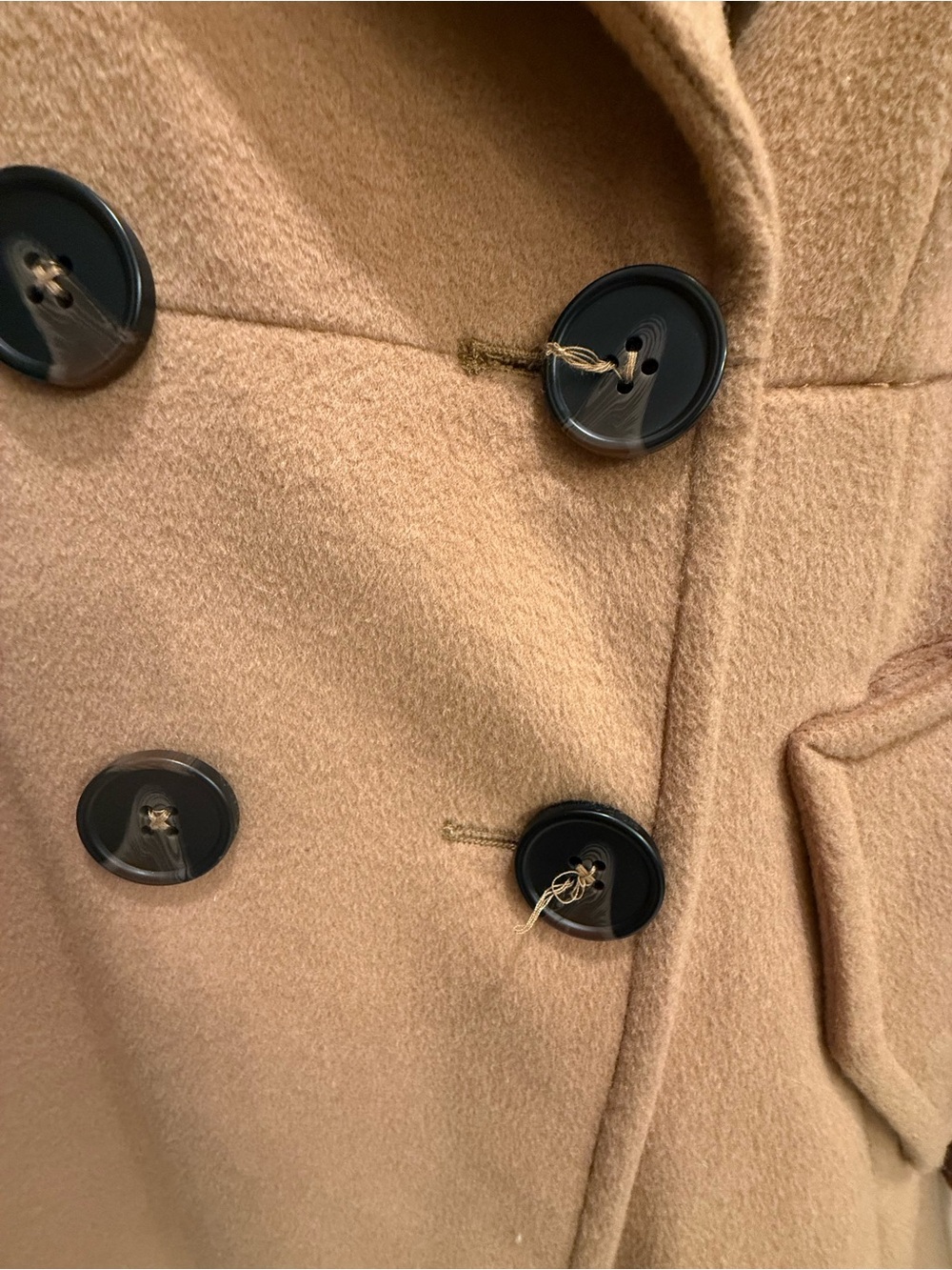 BCBGeneration Women's Camel Double-Breasted Peacoat - Picture 3 of 4